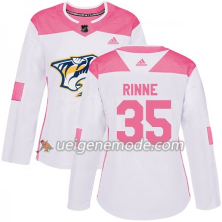 Dame Eishockey Nashville Predators Trikot Pekka Rinne 35 Adidas 2017-2018 Weiß Pink Fashion Authentic